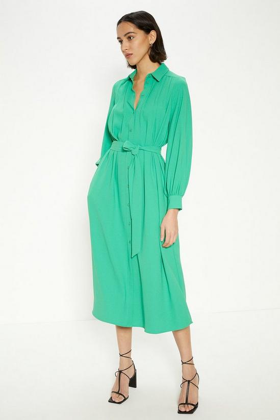 Oasis Crepe Pin-tuck Belted Shirt Dress 1