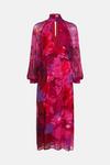 Oasis Blurred Floral Cut Out Chiffon Midi Dress thumbnail 4