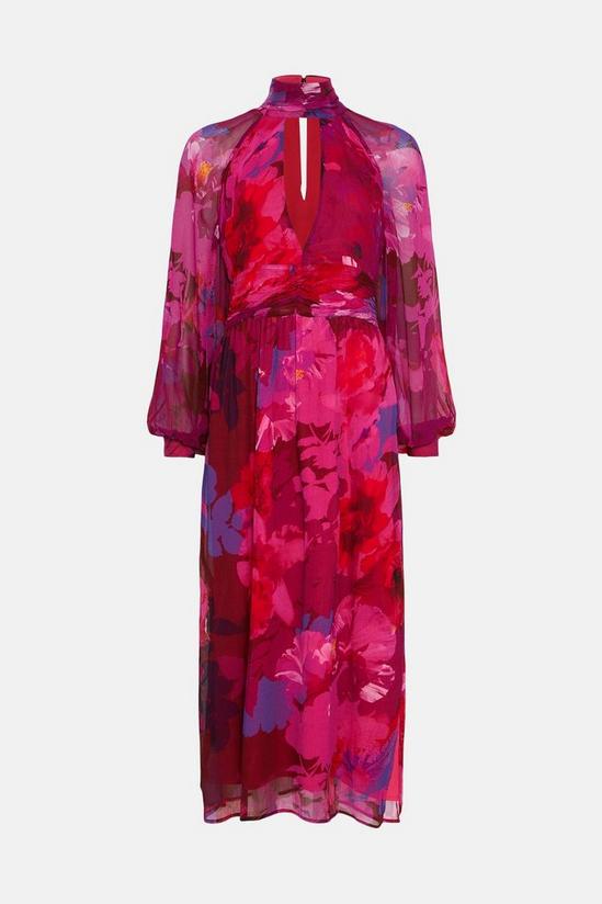 Oasis Blurred Floral Cut Out Chiffon Midi Dress 4