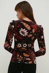 Oasis Paisley Velvet Ruched Front Top thumbnail 3