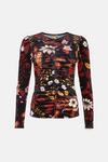 Oasis Paisley Velvet Ruched Front Top thumbnail 4