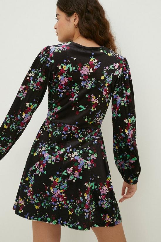Oasis Petite Floral Velvet Empire Seam Mini Dress 3