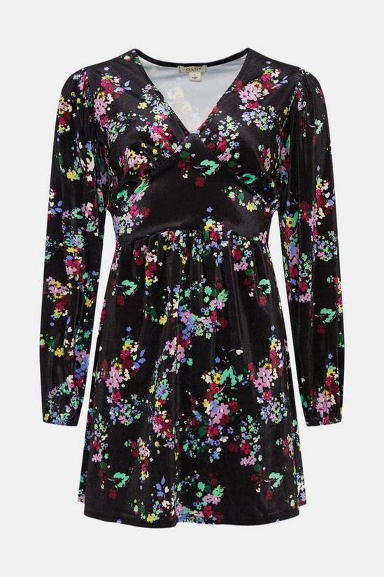 Oasis Petite Floral Velvet Empire Seam Mini Dress 4