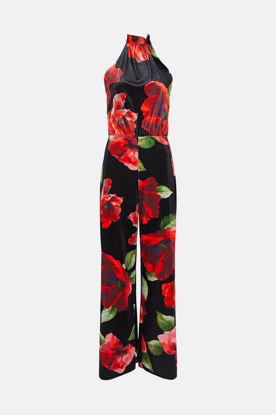 Oasis Floral Velvet Tie Neck Jumpsuit 4