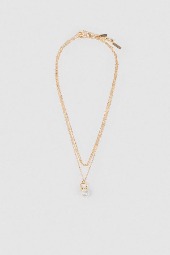 Oasis Pearl Chain Three Row Necklace 1