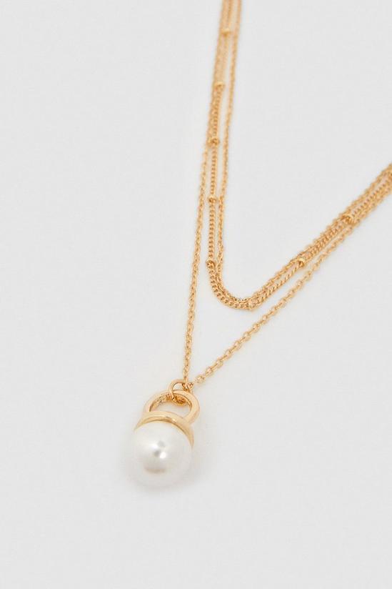 Oasis Pearl Chain Three Row Necklace 2
