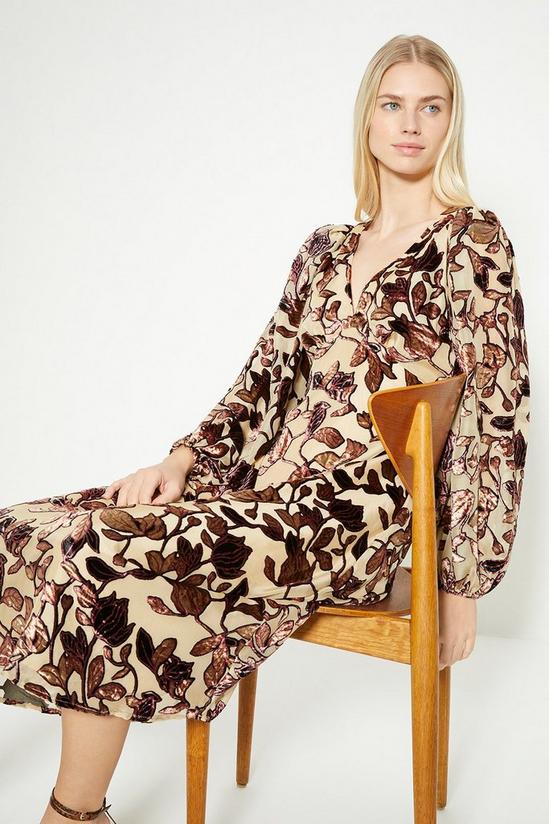 Oasis Rachel Stevens Floral Devore Long Sleeve Midi Dress 2