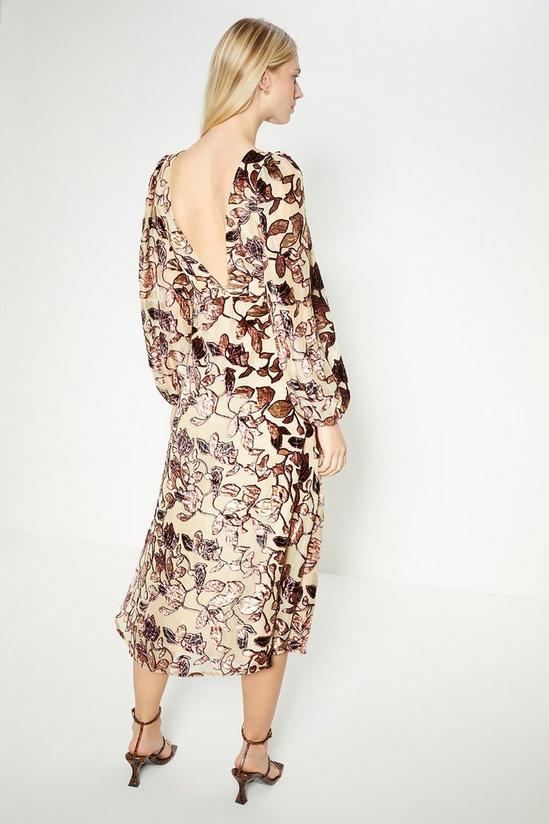 Oasis Rachel Stevens Floral Devore Long Sleeve Midi Dress 4