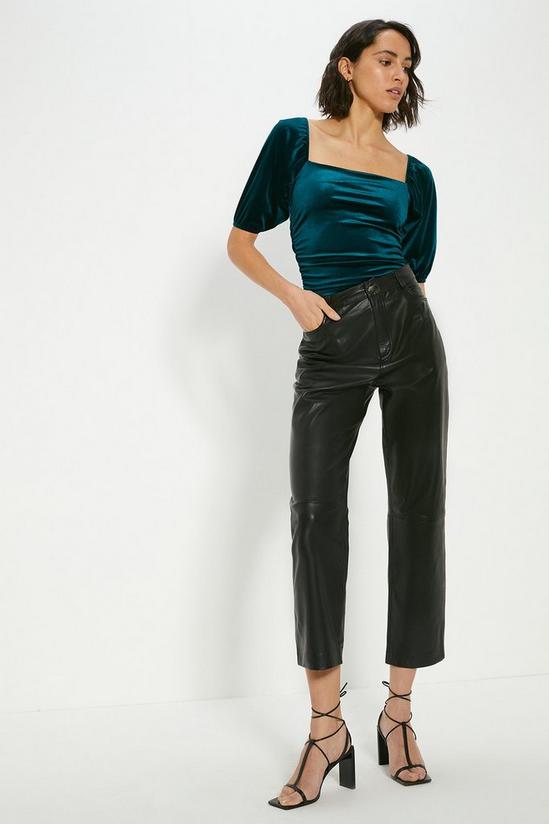 Oasis Velvet Ruched Puff Sleeve Top 2