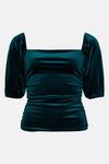 Oasis Velvet Ruched Puff Sleeve Top thumbnail 4