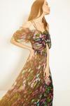 Oasis Floral Lattice Tuille Drape Shoulder Midi Dress thumbnail 1