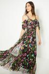 Oasis Floral Lattice Tuille Drape Shoulder Midi Dress thumbnail 2