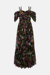 Oasis Floral Lattice Tuille Drape Shoulder Midi Dress thumbnail 4