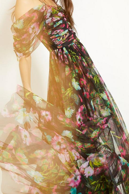 Oasis Floral Lattice Tuille Drape Shoulder Midi Dress 5