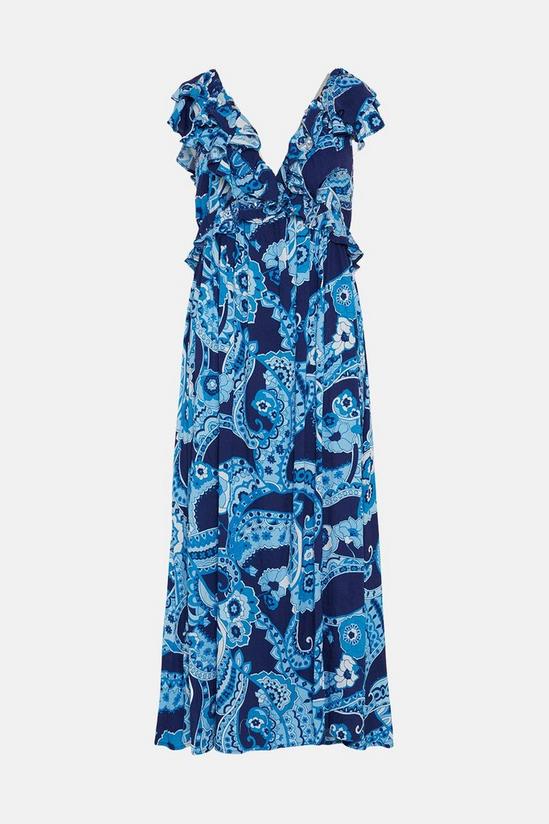 Oasis Embellished Paisley Floral Ruffle Midi Dress 4