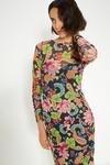 Oasis Paisley Floral Mesh Ruched Long Sleeve Midi Dress thumbnail 2