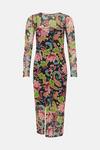 Oasis Paisley Floral Mesh Ruched Long Sleeve Midi Dress thumbnail 4