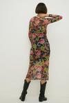 Oasis Paisley Floral Mesh Ruched Long Sleeve Midi Dress thumbnail 5