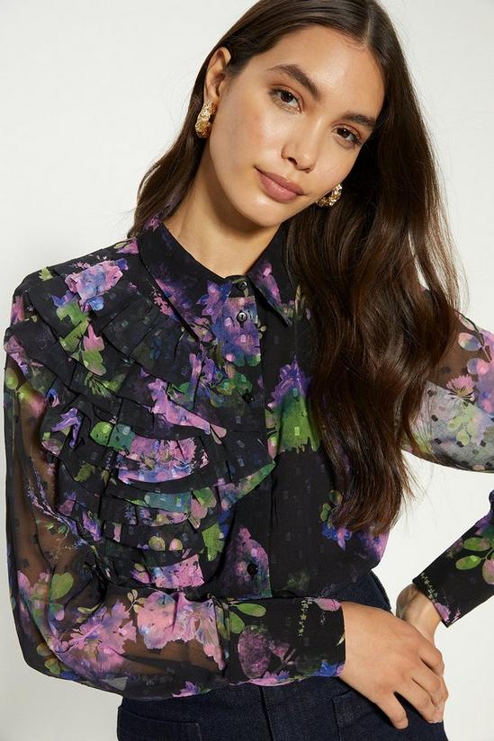 Oasis Floral Dobby Chiffon Corsage Soft Shirt 1