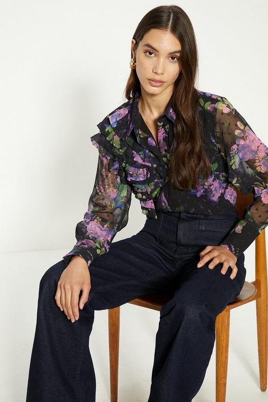Oasis Floral Dobby Chiffon Corsage Soft Shirt 2