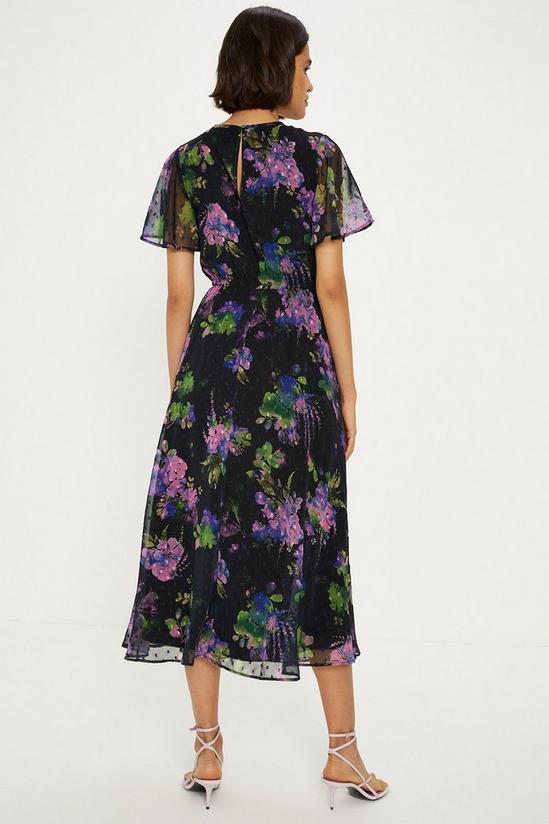 Oasis Floral Dobby Chiffon Angel Sleeve Dress 3