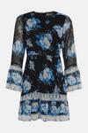 Oasis Petite Dobby Chiffon Blue Floral Mini Dress thumbnail 4