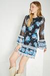 Oasis Dobby Chiffon Blue Floral Mini Dress thumbnail 1