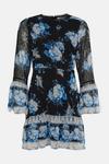 Oasis Dobby Chiffon Blue Floral Mini Dress thumbnail 4