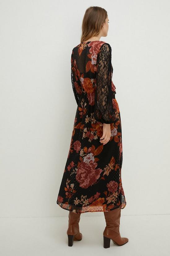 Oasis Floral Lace Mix Split Sleeve Midi Dress 3