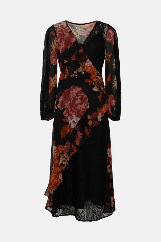Oasis Floral Lace Mix Split Sleeve Midi Dress 4