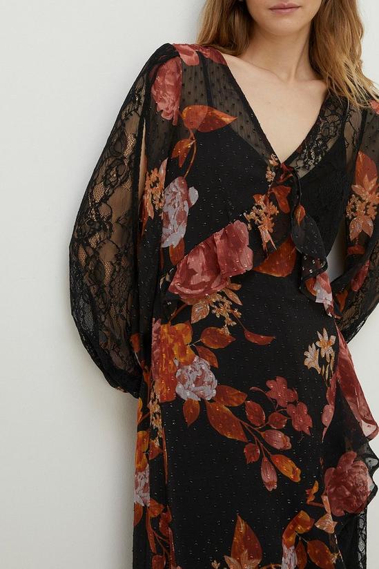 Oasis Floral Lace Mix Split Sleeve Midi Dress 5