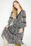 Oasis Lace Trim Dobby Chiffon Animal Print Midi Dress thumbnail 2