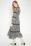 Oasis Lace Trim Dobby Chiffon Animal Print Midi Dress thumbnail 3