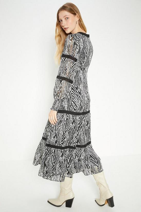 Oasis Lace Trim Dobby Chiffon Animal Print Midi Dress 3