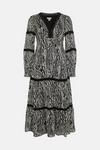 Oasis Lace Trim Dobby Chiffon Animal Print Midi Dress thumbnail 4