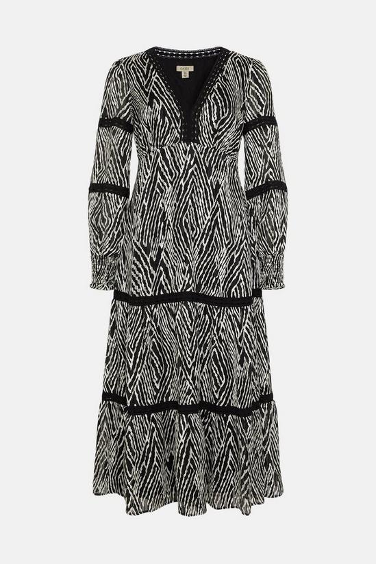 Oasis Lace Trim Dobby Chiffon Animal Print Midi Dress 4