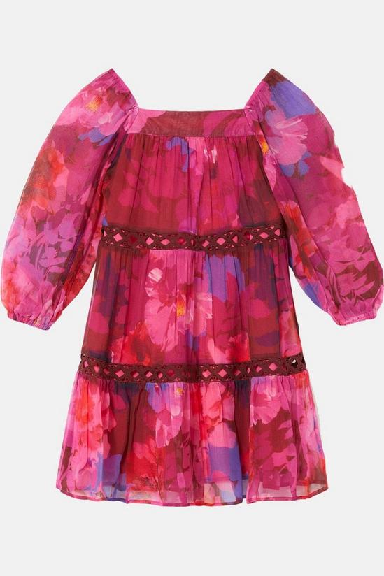 Oasis Kids Blurred Floral Lace Insert Tiered Dress 2