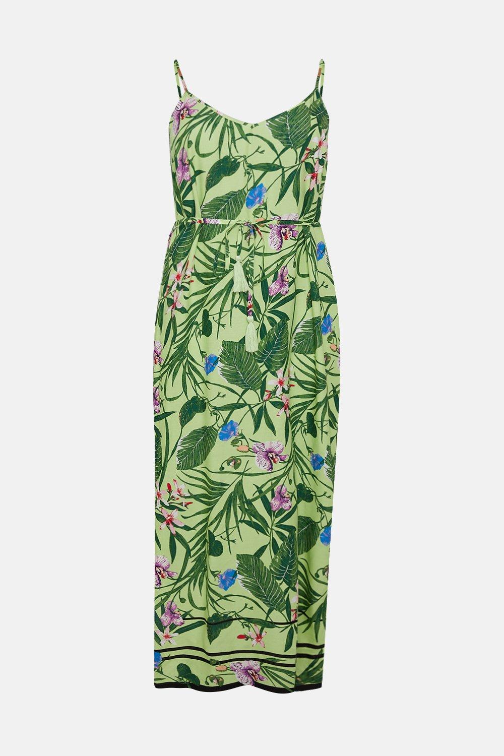 Dresses | Curve Tropical Print Strappy Maxi Dress | Oasis