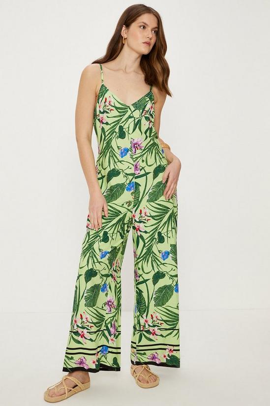 Oasis Petite Tropical Print Strappy Jumpsuit 1