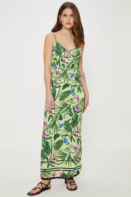 Oasis Petite Tropical Print Strappy Maxi Dress 1