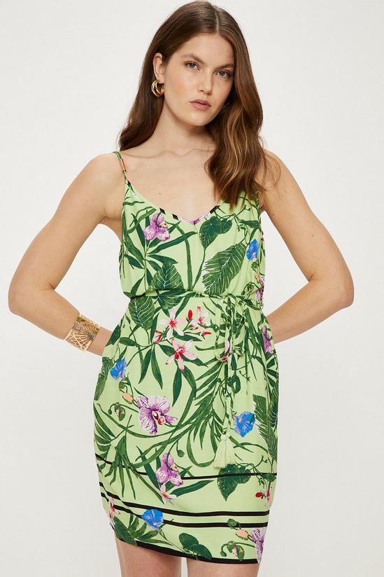 Oasis Petite Tropical Print Strappy Mini Dress 1