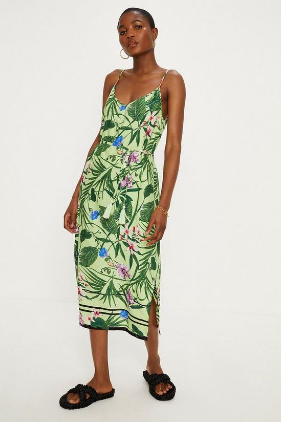 Oasis Tropical Print Strappy Midi Dress 1