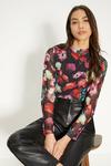 Oasis Floral Printed Funnel Neck Mesh Top thumbnail 1