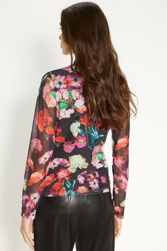 Oasis Floral Printed Funnel Neck Mesh Top 3