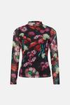 Oasis Floral Printed Funnel Neck Mesh Top thumbnail 4