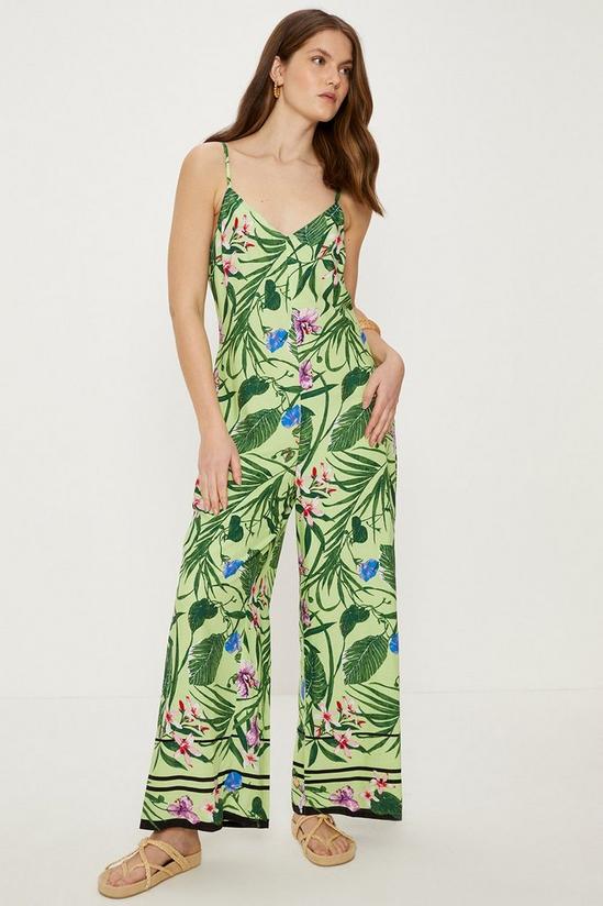 Oasis Tropical Print Strappy Jumpsuit 1
