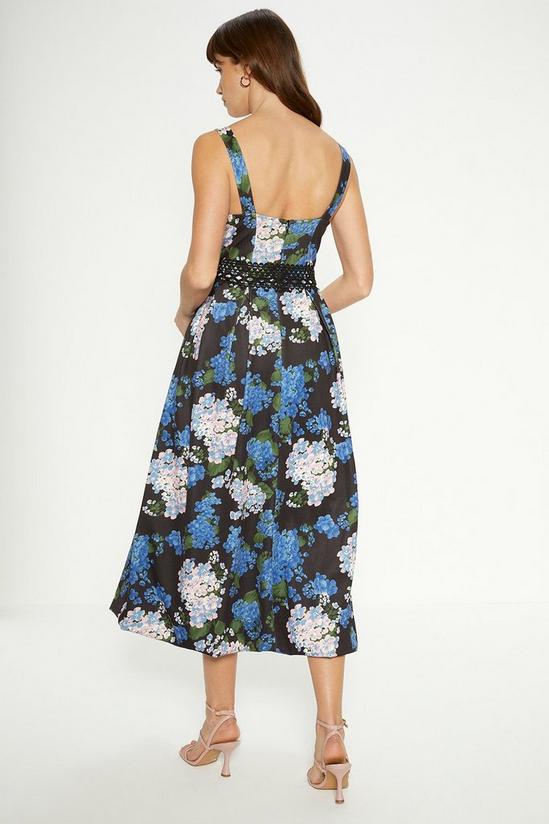 Oasis Floral Printed Scuba Lace Detail Midi Dress 3