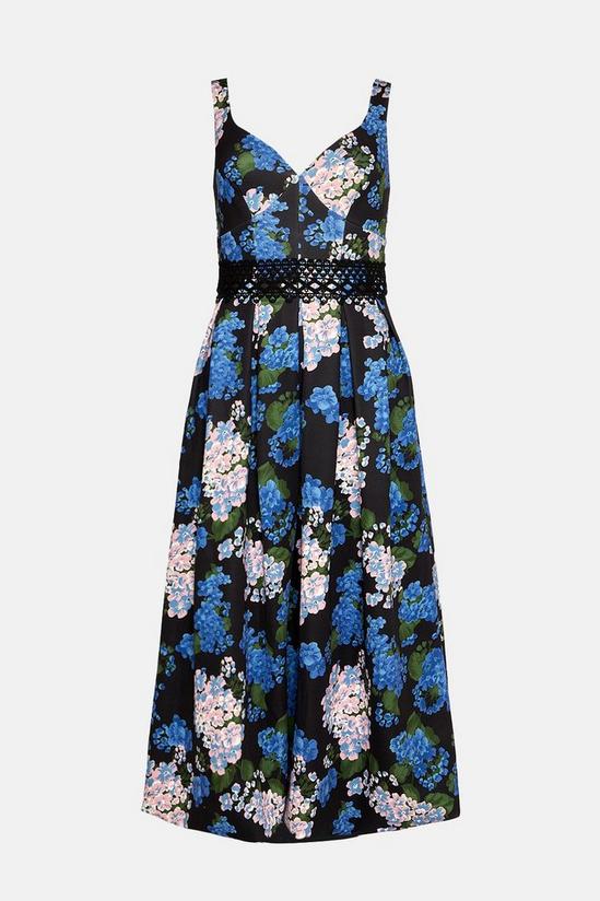 Oasis Floral Printed Scuba Lace Detail Midi Dress 4