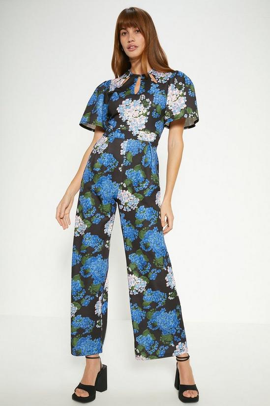 Oasis Floral Printed Scuba Cut Out Jumpsuit 1