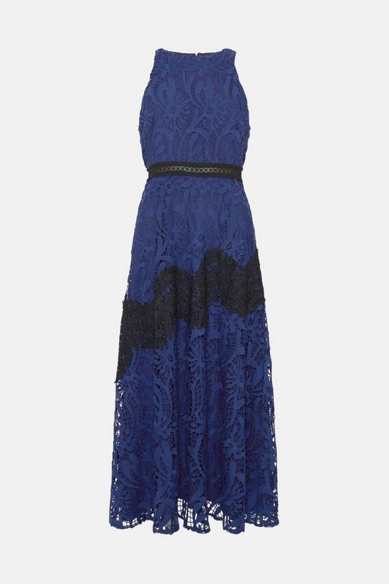 Oasis Premium Lace Halter Neck Contrast Panel Midi Dress 4